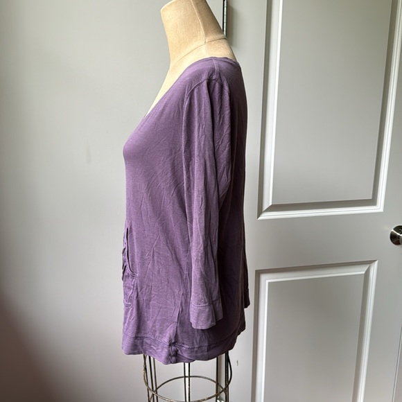J Jill featherweight pocket tee. Medium. 100% pima cotton. Purple. - Picture 2 of 5